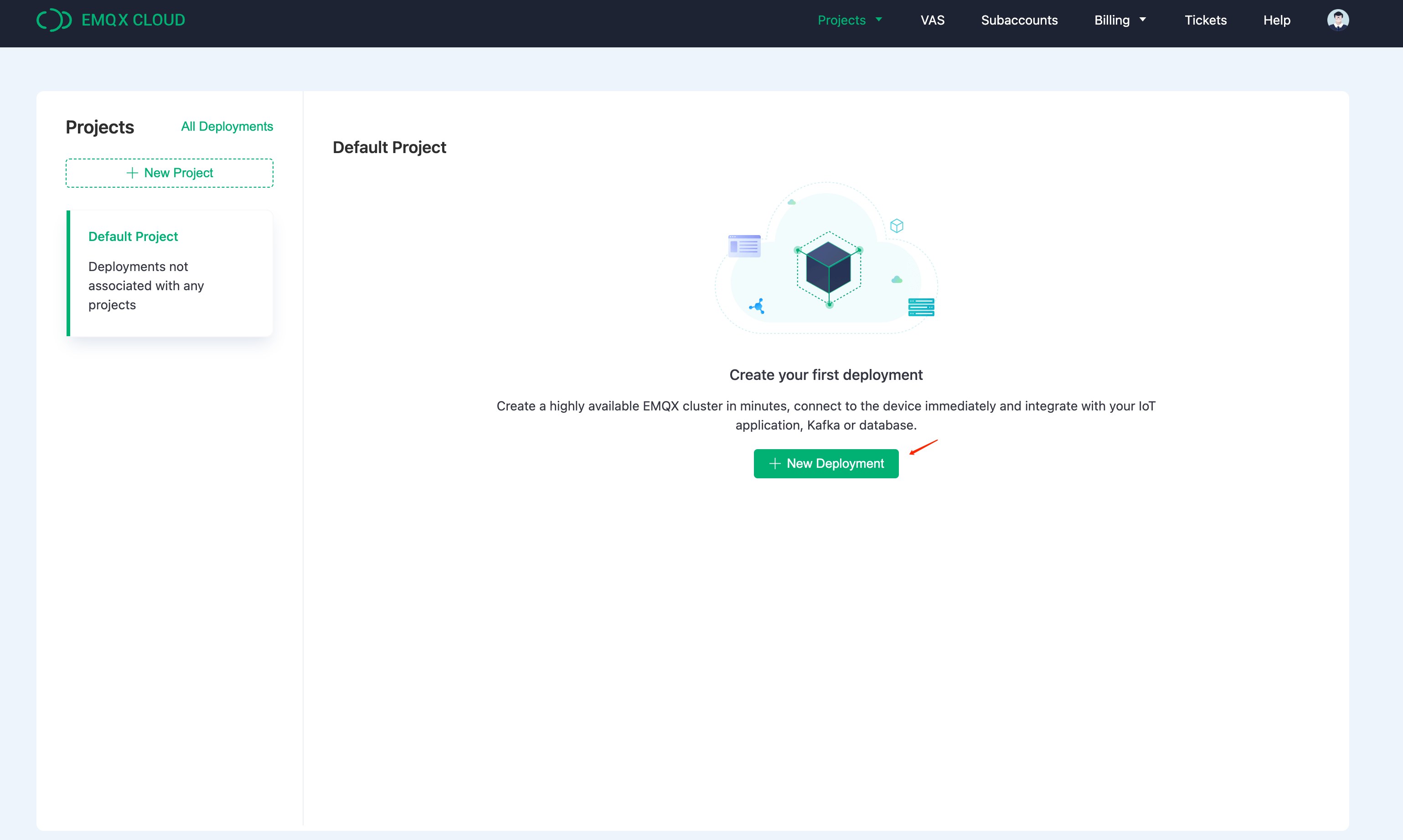 EMQX Cloud Create Deployment Step 1